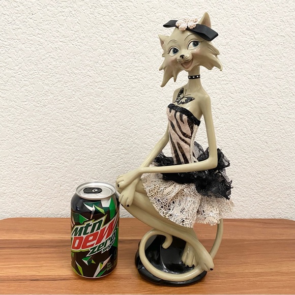 Vintage Sexy Kitty Art Whimsical Cat Sitting 14” Anthropomorphic Cat Figurine - Picture 6 of 16
